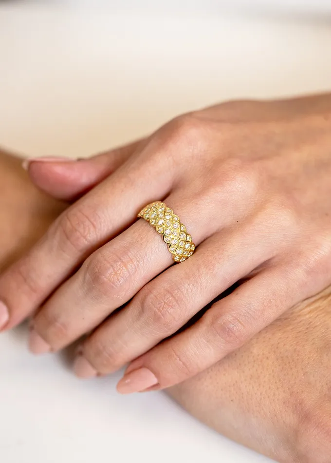 FiveRow Diamond Lattice Ring Precision Set Rings