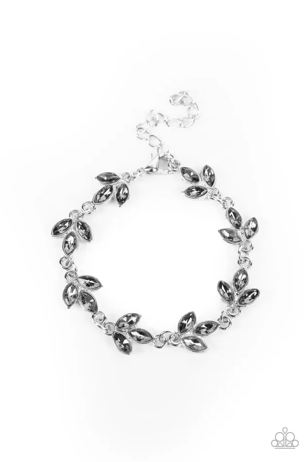 Gala Garland Silver Smoky Rhinestone Leaf Bracelet Paparazzi Paparazzi Accessories Bracelets Gala Garland Silver Smoky Rhinestone Leaf Bracelet Paparazzi Paparazzi Accessories Bracelets