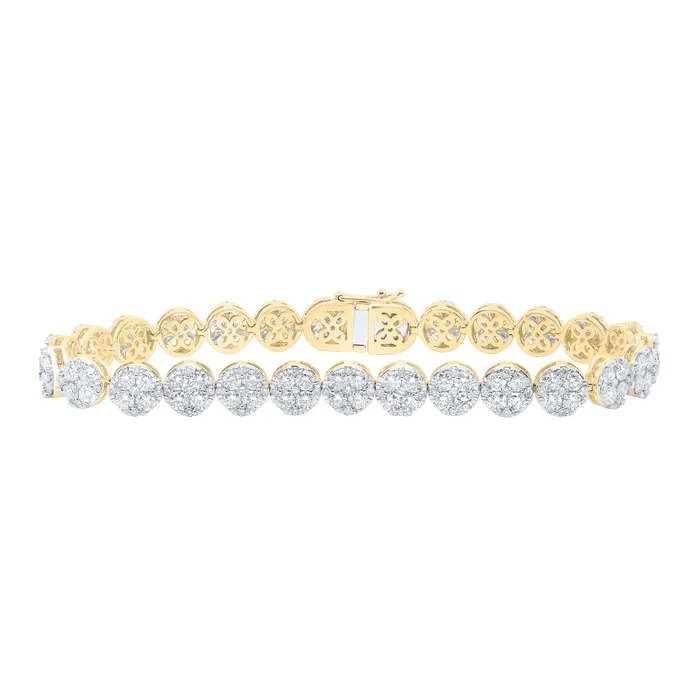 GND Bracelets 14Kt Yellow Gold 9 CtwDia Nke 4 Stone Flower Ladies 725 Bracelet 1673 grams GND Bracelets 14Kt Yellow Gold 9 CtwDia Nke 4 Stone Flower Ladies 725 Bracelet 1673 grams