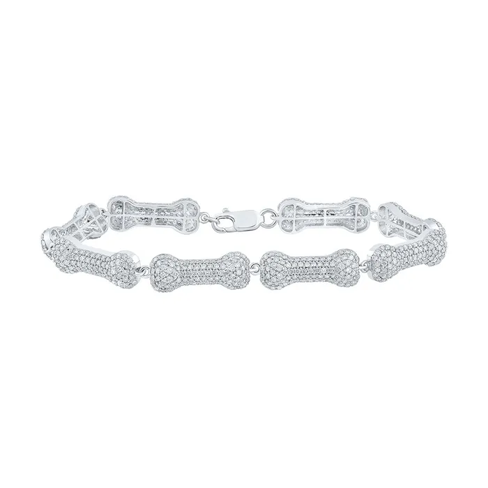 GND Bracelets Gold Dog Bone Fashion Bracelet 514 Cttw Round Natural Diamond Womens 1379 grams