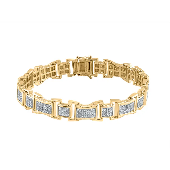 GND Bracelets Gold Rectangle Link Bracelet 138 Cttw Round Natural Diamond Mens 3272 grams GND Bracelets Gold Rectangle Link Bracelet 138 Cttw Round Natural Diamond Mens 3272 grams