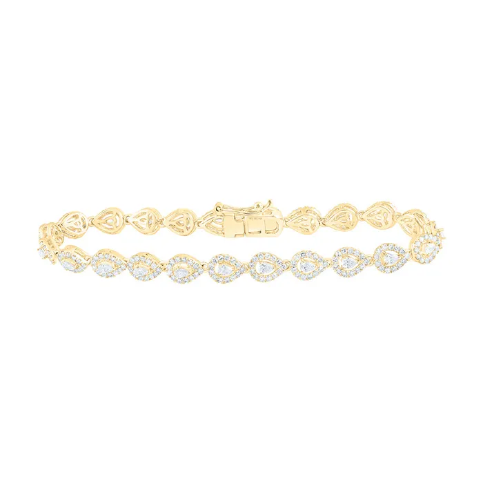GND Gold Fashion Bracelet 3 Cttw Pear Natural Diamond Womens 1033 grams Bracelets GND Gold Fashion Bracelet 3 Cttw Pear Natural Diamond Womens 1033 grams Bracelets