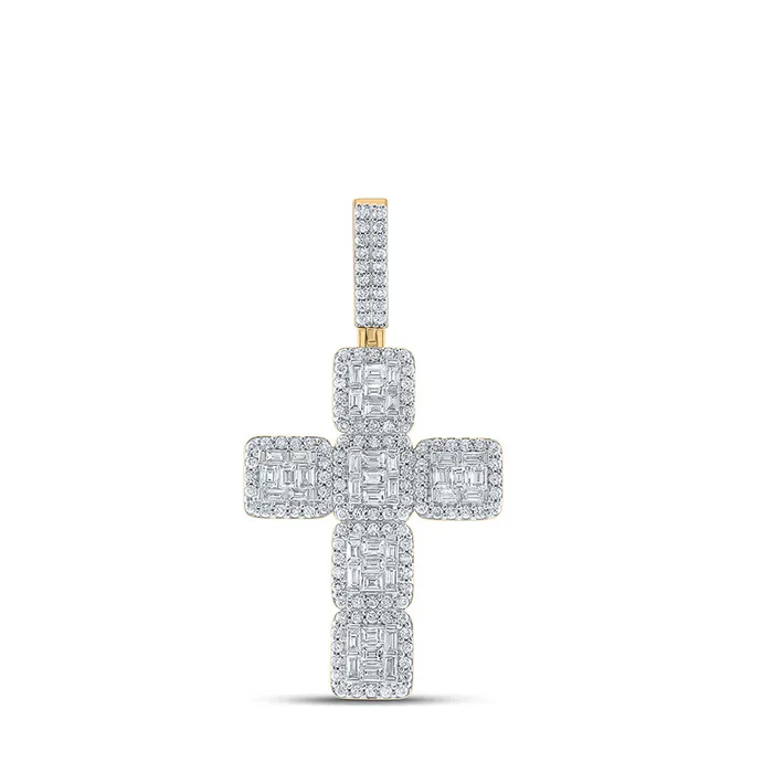 GND Necklaces Gold Cross Cross Charm Pendant 258 Cttw Baguette Natural Diamond Mens 1191 grams GND Necklaces Gold Cross Cross Charm Pendant 258 Cttw Baguette Natural Diamond Mens 1191 grams