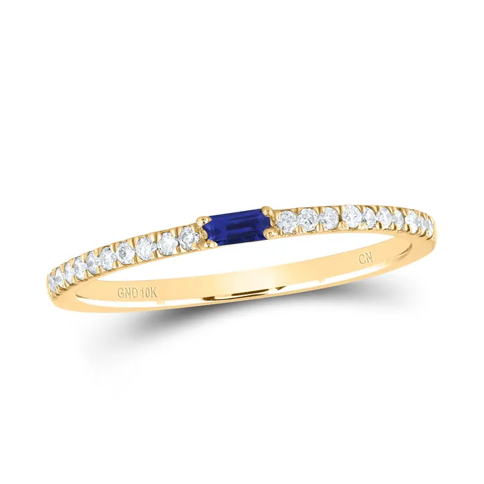 GND Rings Gold Band Ring 15 Cttw Baguette Blue Sapphire Womens 098 grams