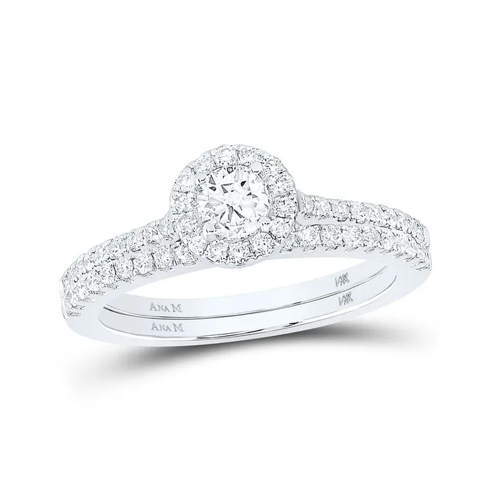 GND Rings Gold Halo Bridal Wedding Ring Band Set 78 Cttw Round Natural Diamond Womens 369 grams GND Rings Gold Halo Bridal Wedding Ring Band Set 78 Cttw Round Natural Diamond Womens 369 grams