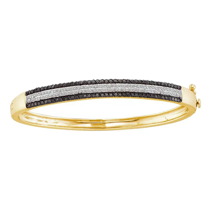 Gold Bangle Bracelet 138 Cttw Round Black Color Treated Diamond Womens GND Bracelets