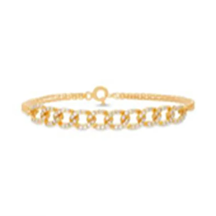 Gold CZ Interlocking Circle Double Stranded Bracelet Noblepack CA Bracelets