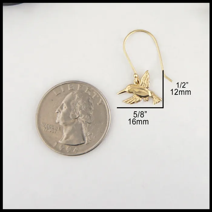 Gold Hummingbird Drop Earrings Walker Metalsmiths Earrings