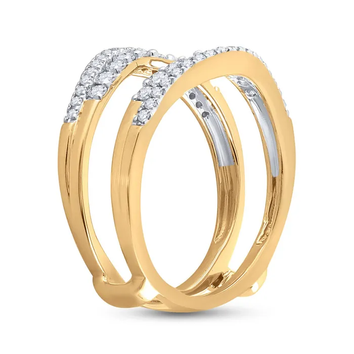 Gold Wrap Enhancer Wedding Band 12 Cttw Round Natural Diamond Womens 451 grams GND Rings
