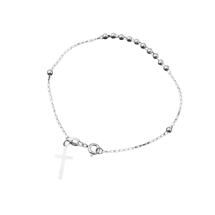 ITALY Bracelets Silver Beaded Rosary Bracelet 75inch