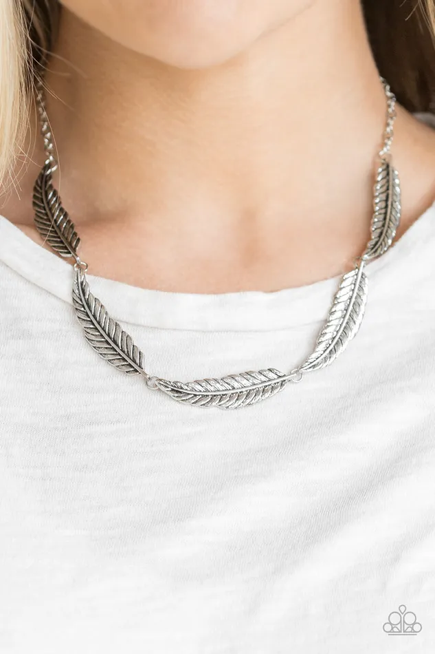 Light Flight Paparazzi Silver Feather Short Necklace Paparazzi Accessories Necklaces Light Flight Paparazzi Silver Feather Short Necklace Paparazzi Accessories Necklaces