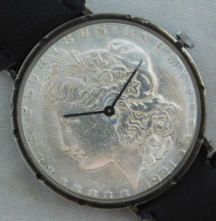 Morgan Silver Dollar 1921 Coin Watch Swiss 17 Jewel Manual Wind Movement38mm Silver Dollar Coin Watch Watches