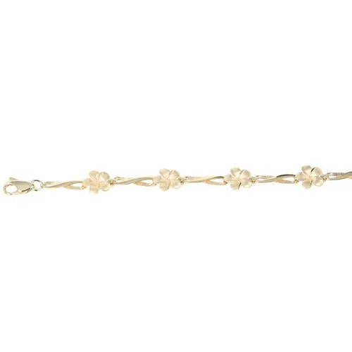Nakoa Bracelets 14K Yellow Gold Plumeria Twist Bar Bracelet Sandblast Polish Edge Nakoa Bracelets 14K Yellow Gold Plumeria Twist Bar Bracelet Sandblast Polish Edge