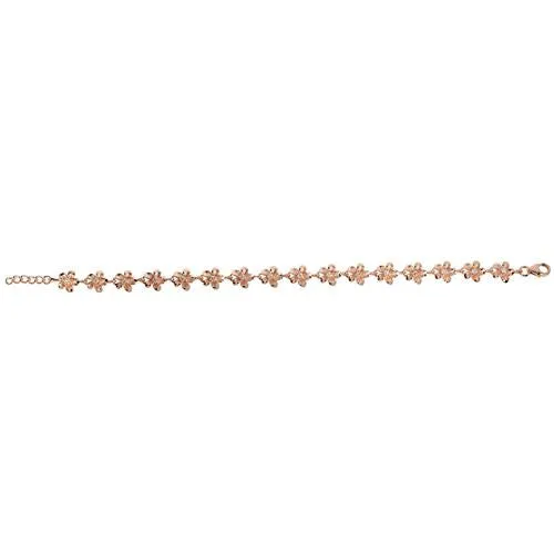 Nakoa Bracelets Sterling Silver Pink Gold Plated 8mm Plumeria with CZ Prong Bracelet