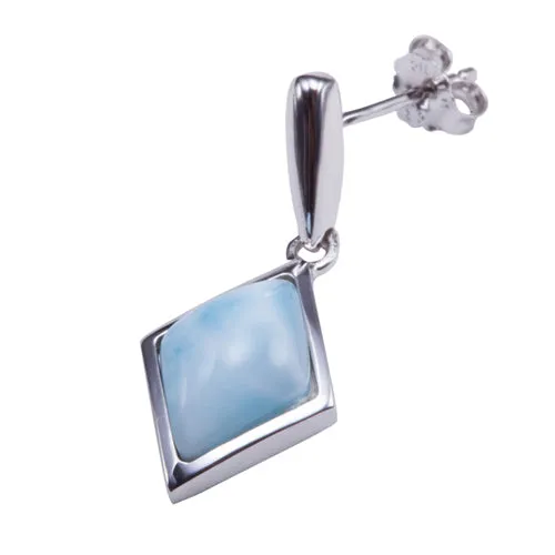 Nakoa Jeweler Earrings Diamond Shape Larimar Inlay Sterling Silver Stud Earring