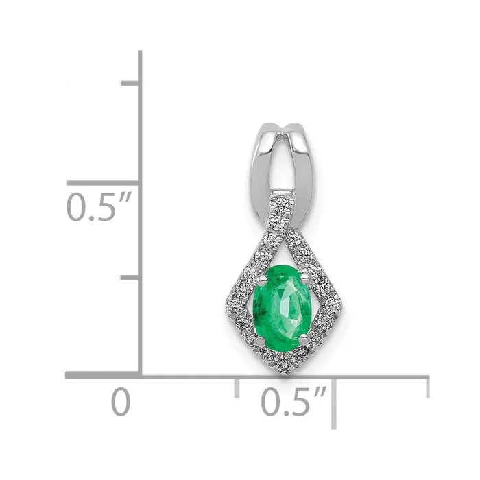 Necklaces 14k White Gold Fancy Diamond and Oval Emerald Pendant 11 grams Qgold