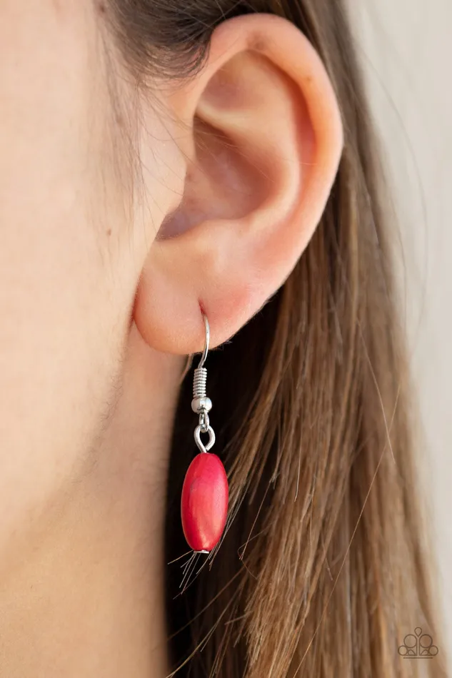 Necklaces Desert Culture Red Silver Feather Necklace Paparazzi Paparazzi Accessories