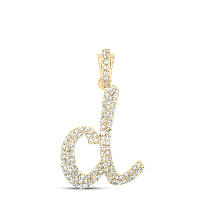Necklaces Gold D Cursive Initial Letter Pendant 12 Cttw Round Natural Diamond Womens 175 grams GND Necklaces Gold D Cursive Initial Letter Pendant 12 Cttw Round Natural Diamond Womens 175 grams GND