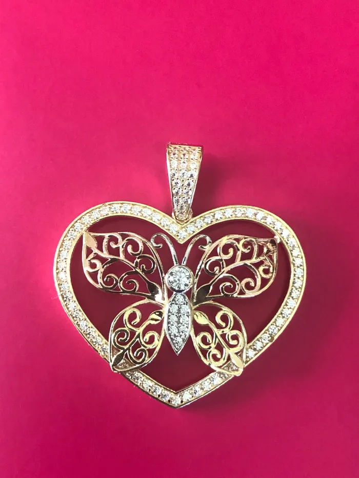 Necklaces Johnny jeweler stcroix Solid 10 k yellowrose gold butterfly pendant Necklaces Johnny jeweler stcroix Solid 10 k yellowrose gold butterfly pendant
