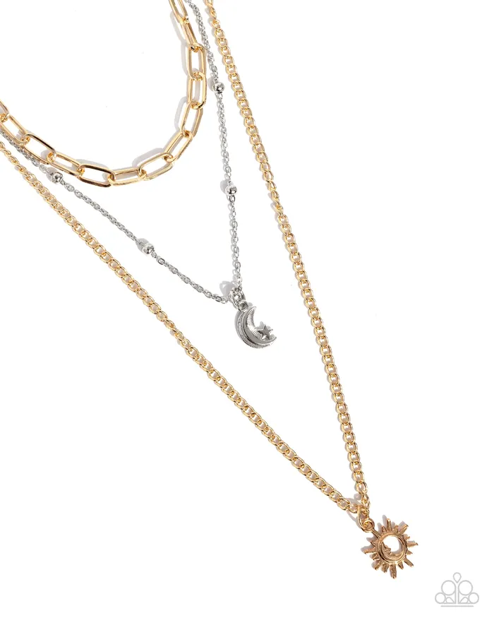 Necklaces Paparazzi Accessories Celestial Craze Multi Silver and Gold Mixed Metal Moon Star Layered Short Necklace Paparazzi Necklaces Paparazzi Accessories Celestial Craze Multi Silver and Gold Mixed Metal Moon Star Layered Short Necklace Paparazzi