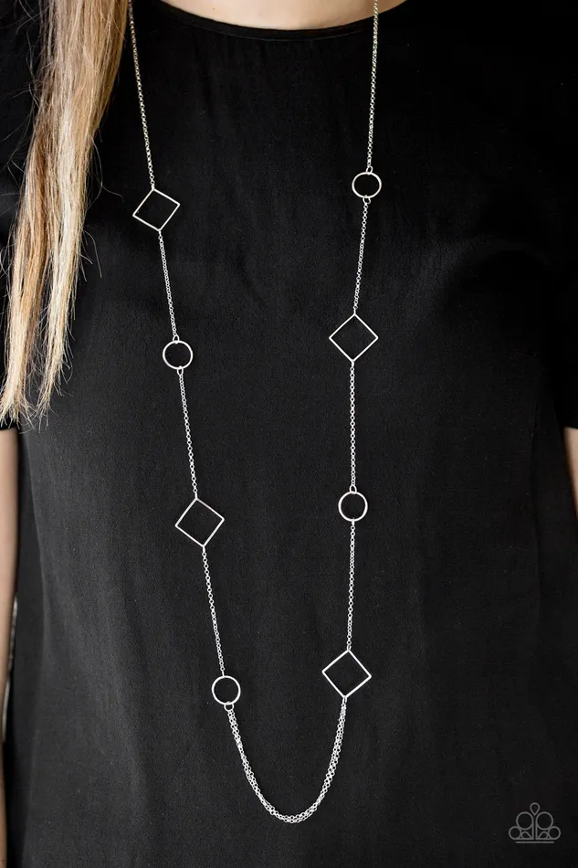 Necklaces Paparazzi Accessories Full Frame Paparazzi Silver Round and Square Frame Necklace
