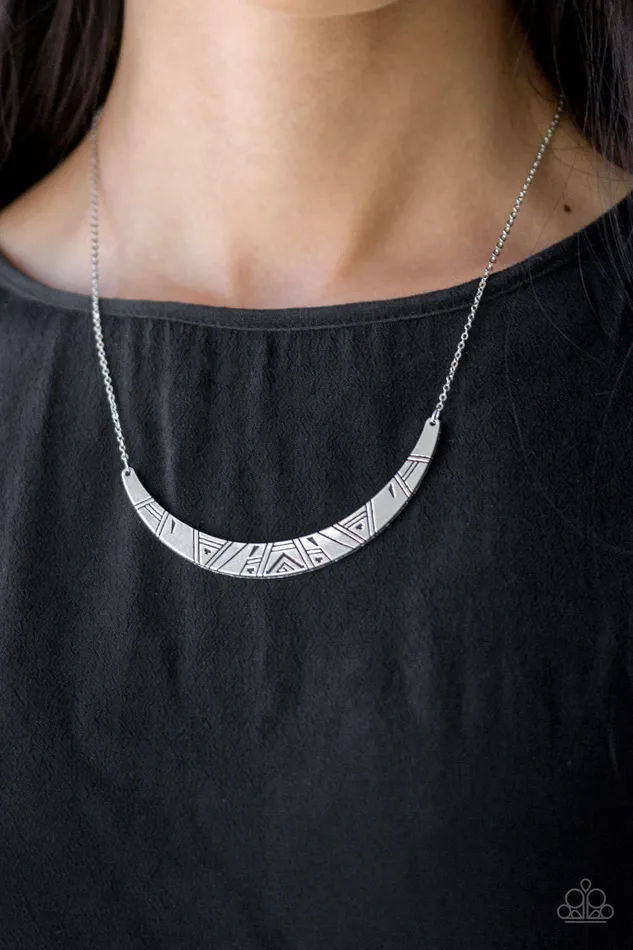 Necklaces Paparazzi Accessories Paparazzi Howl at the Moon Silver Crescent Necklace Necklaces Paparazzi Accessories Paparazzi Howl at the Moon Silver Crescent Necklace