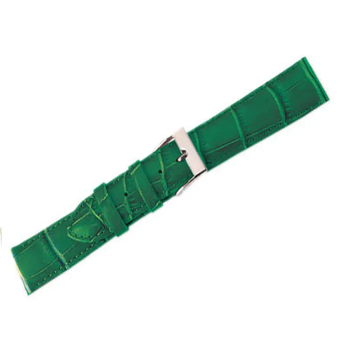 Noblepack CA Watches Leather Watch Band Crocodile Dk Green 18mm Regular