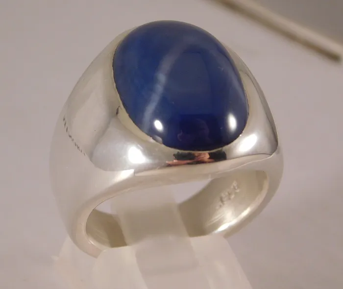 Non Brand Rings Linde Blue Star Sapphire 16 Carat 925 Sterling Silver Oval Mens RingSize 8