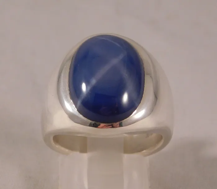 Non Brand Rings Linde Blue Star Sapphire 16 Carat 925 Sterling Silver Oval Mens RingSize 8