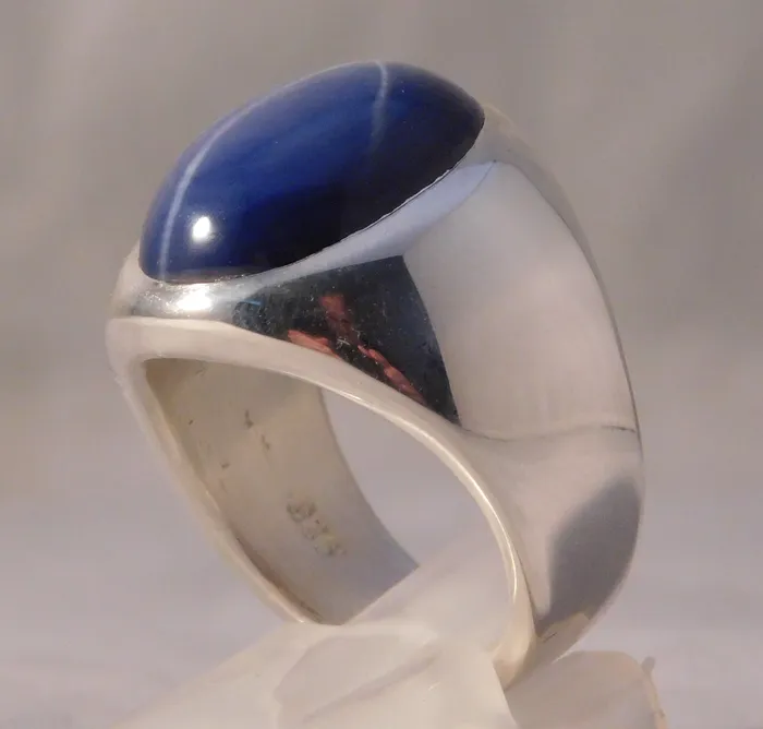 Non Brand Rings Linde Blue Star Sapphire 16 Carat 925 Sterling Silver Oval Mens RingSize 8