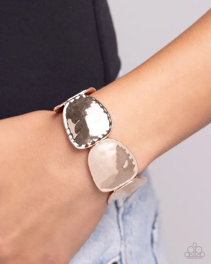 Paparazzi Accessories Admirably Antiqued Rose Gold Disc Stretchy Bracelet Paparazzi Bracelets