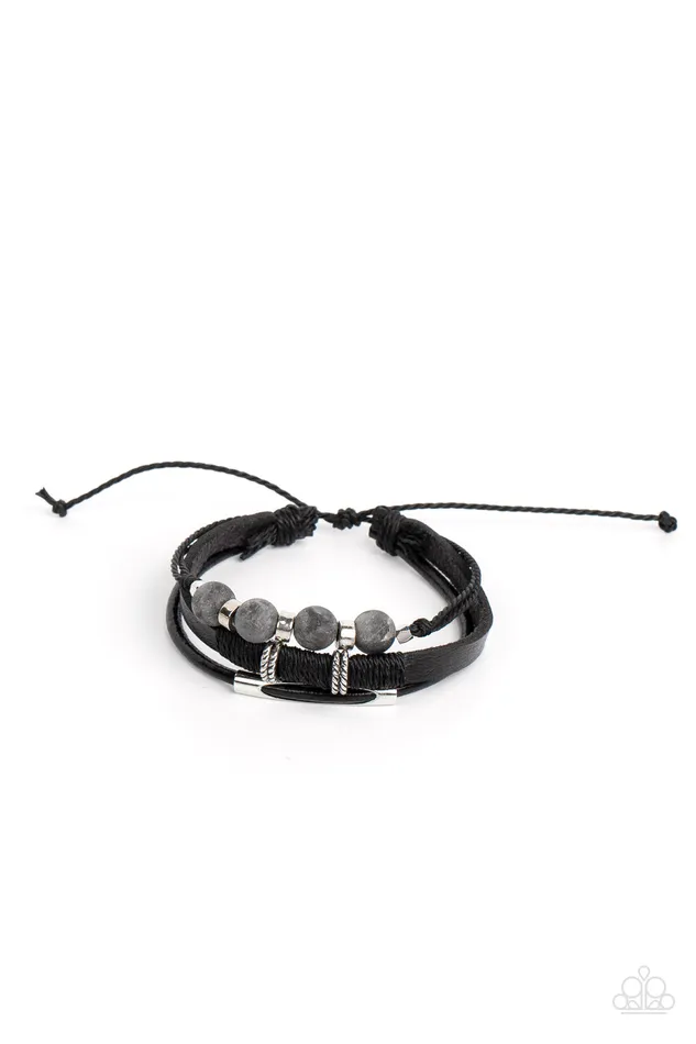 Paparazzi Accessories Amplified Aloha Silver Stone Black Leather Urban Slide Bracelet Paparazzi Bracelets Paparazzi Accessories Amplified Aloha Silver Stone Black Leather Urban Slide Bracelet Paparazzi Bracelets