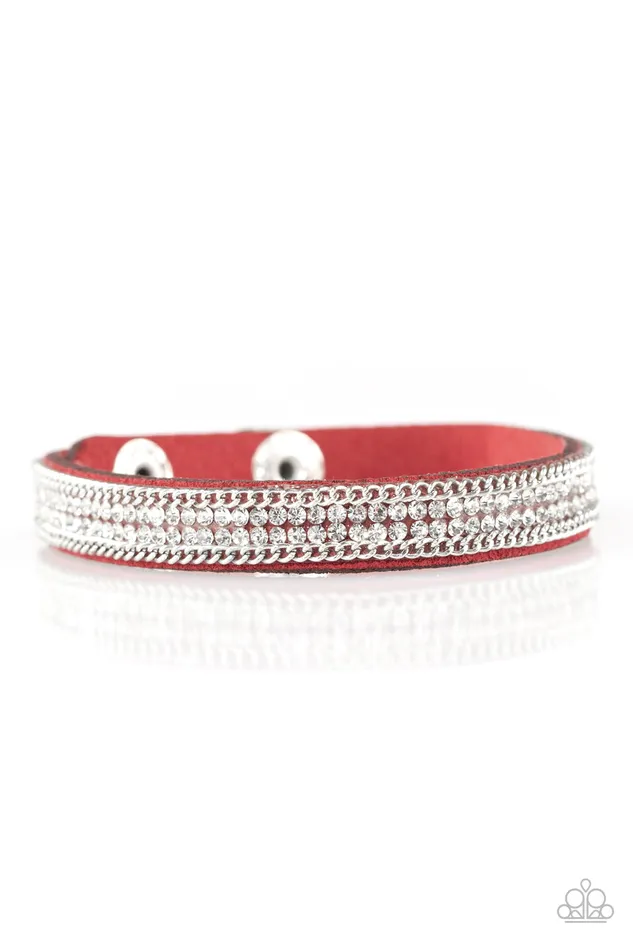 Paparazzi Accessories Bracelets Babe Bling Red Suede White Rhinestone Wrap Bracelet Paparazzi Paparazzi Accessories Bracelets Babe Bling Red Suede White Rhinestone Wrap Bracelet Paparazzi