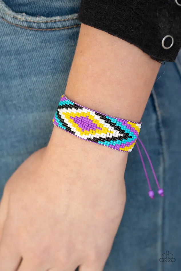 Paparazzi Accessories Bracelets Beautifully Badlands Paparazzi Purple Yellow Black Seed Bead Slide Bracelet