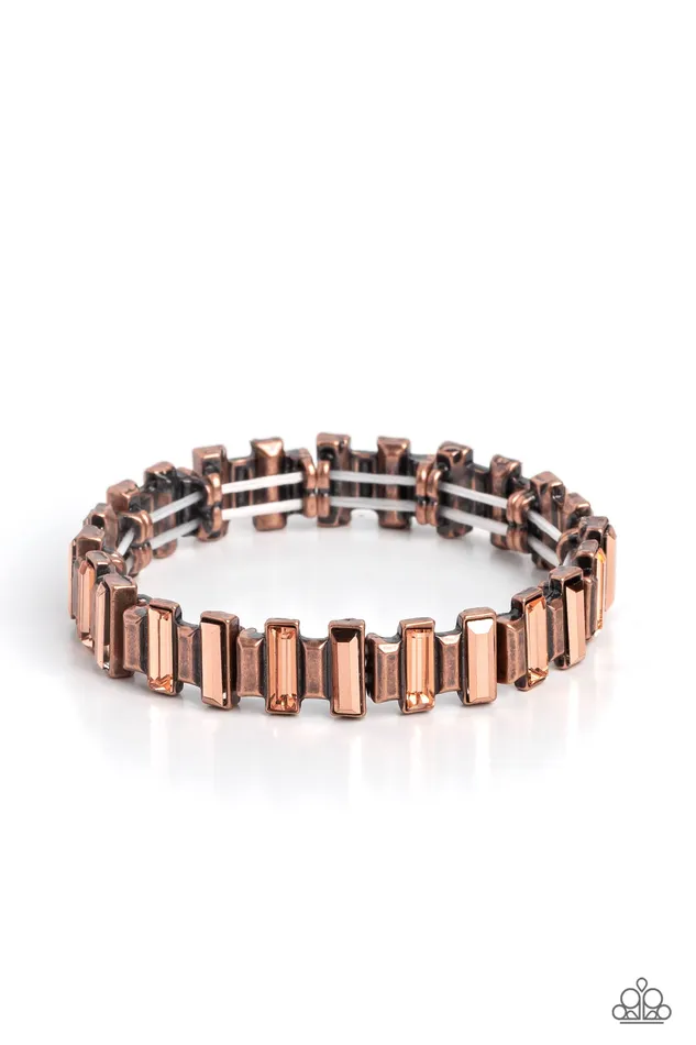 Paparazzi Accessories Bracelets BURSTING the Midnight Oil Copper Rhinestone Stretchy Bracelet Paparazzi Paparazzi Accessories Bracelets BURSTING the Midnight Oil Copper Rhinestone Stretchy Bracelet Paparazzi