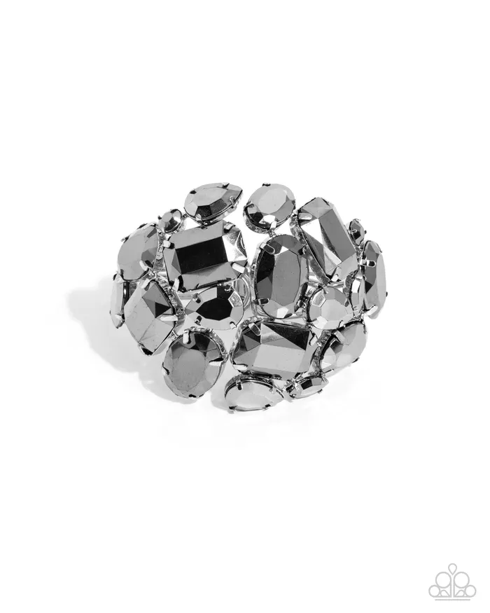 Paparazzi Accessories Bracelets Chic Coronation Silver Hematite Gem Hinge Bracelet Paparazzi Paparazzi Accessories Bracelets Chic Coronation Silver Hematite Gem Hinge Bracelet Paparazzi