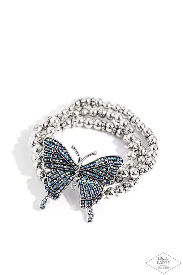 Paparazzi Accessories Bracelets First WINGS First Blue Iridescent Rhinestone Silver Butterfly Stretchy Bracelet Bring Back Paparazzi Paparazzi Accessories Bracelets First WINGS First Blue Iridescent Rhinestone Silver Butterfly Stretchy Bracelet Bring Back Paparazzi