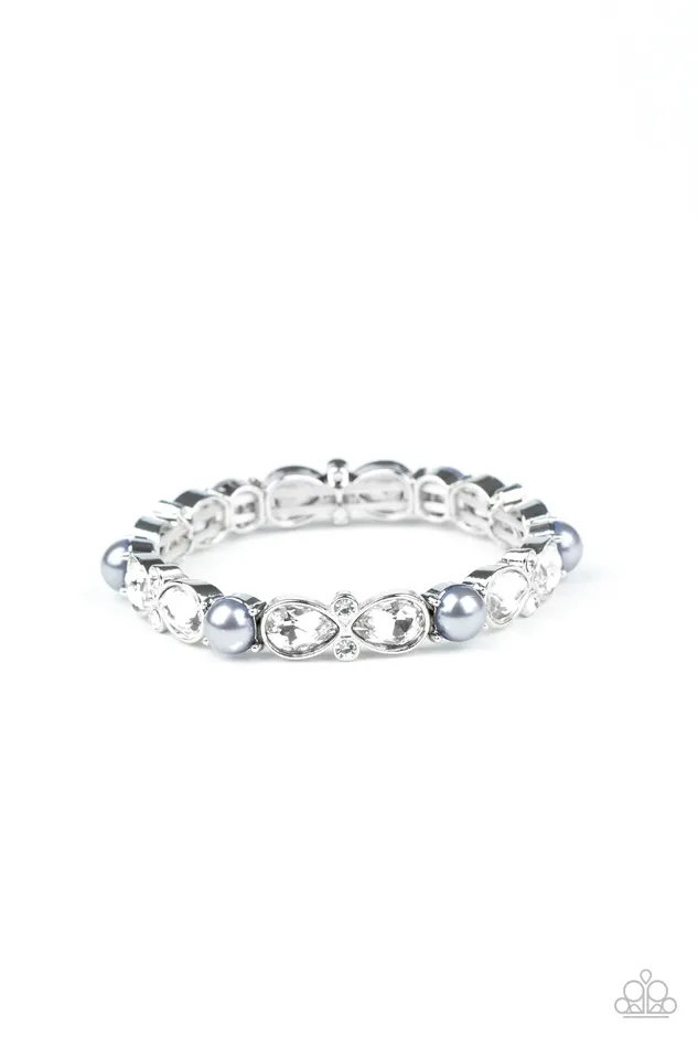 Paparazzi Accessories Bracelets Frosted Finery Silver Gray Pearl White Rhinestone Stretchy Bracelet Paparazzi Paparazzi Accessories Bracelets Frosted Finery Silver Gray Pearl White Rhinestone Stretchy Bracelet Paparazzi