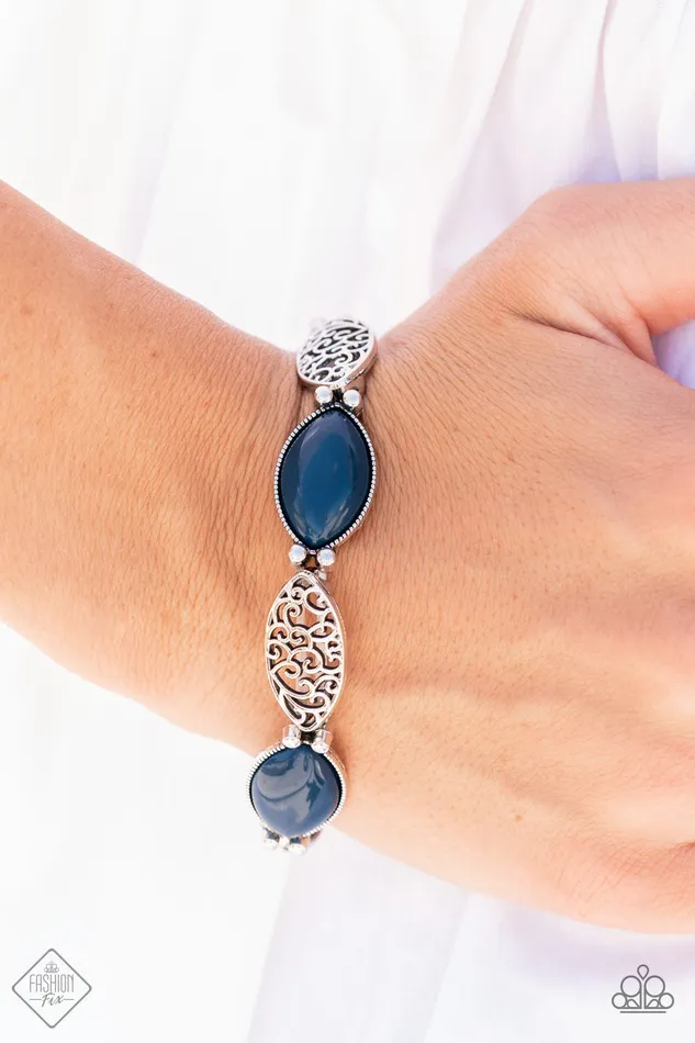 Paparazzi Accessories Bracelets Garden Rendezvous Blue Opal Silver Stretchy Bracelet Paparazzi Fashion Fix October 2021