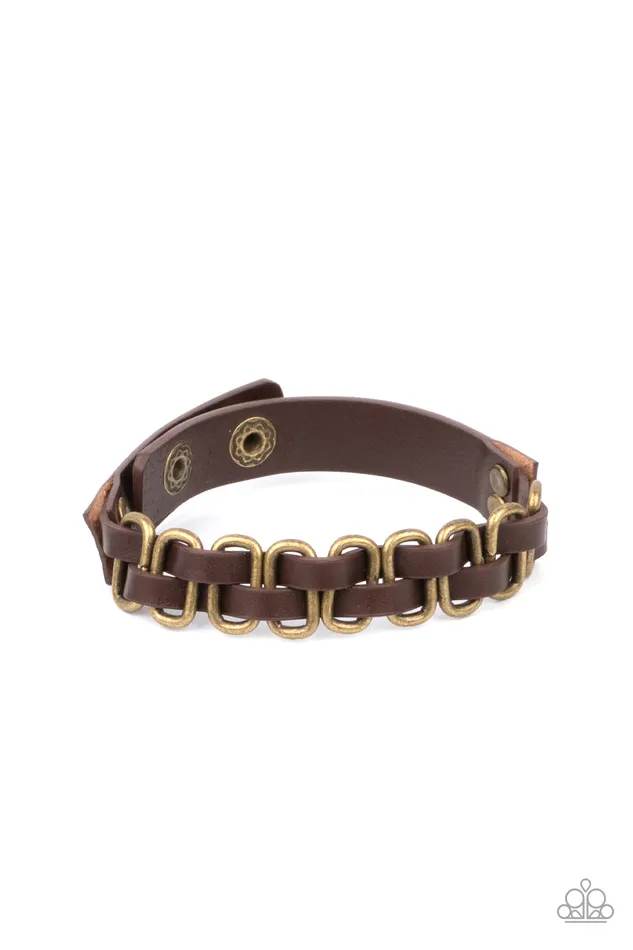 Paparazzi Accessories Bracelets Gone Rogue Brass Accent Brown Leather Urban Wrap Bracelet Paparazzi Paparazzi Accessories Bracelets Gone Rogue Brass Accent Brown Leather Urban Wrap Bracelet Paparazzi