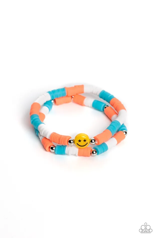 Paparazzi Accessories Bracelets In SMILE Orange and Blue Bead Smiley Face Stretchy Bracelet Paparazzi Paparazzi Accessories Bracelets In SMILE Orange and Blue Bead Smiley Face Stretchy Bracelet Paparazzi
