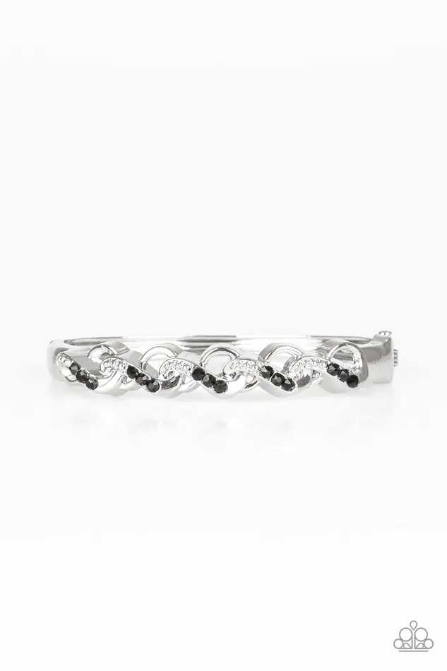 Paparazzi Accessories Bracelets Infinite Sparkle Paparazzi Black Rhinestone Silver Frame Hinged Bracelet Paparazzi Accessories Bracelets Infinite Sparkle Paparazzi Black Rhinestone Silver Frame Hinged Bracelet