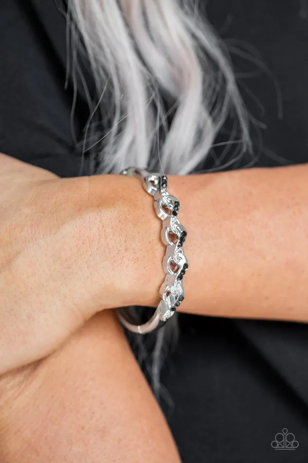 Paparazzi Accessories Bracelets Infinite Sparkle Paparazzi Black Rhinestone Silver Frame Hinged Bracelet Paparazzi Accessories Bracelets Infinite Sparkle Paparazzi Black Rhinestone Silver Frame Hinged Bracelet