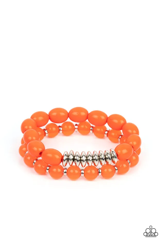 Paparazzi Accessories Bracelets La Vida Vacation Orange and Silver Bead Stretchy Bracelet Set Paparazzi Paparazzi Accessories Bracelets La Vida Vacation Orange and Silver Bead Stretchy Bracelet Set Paparazzi
