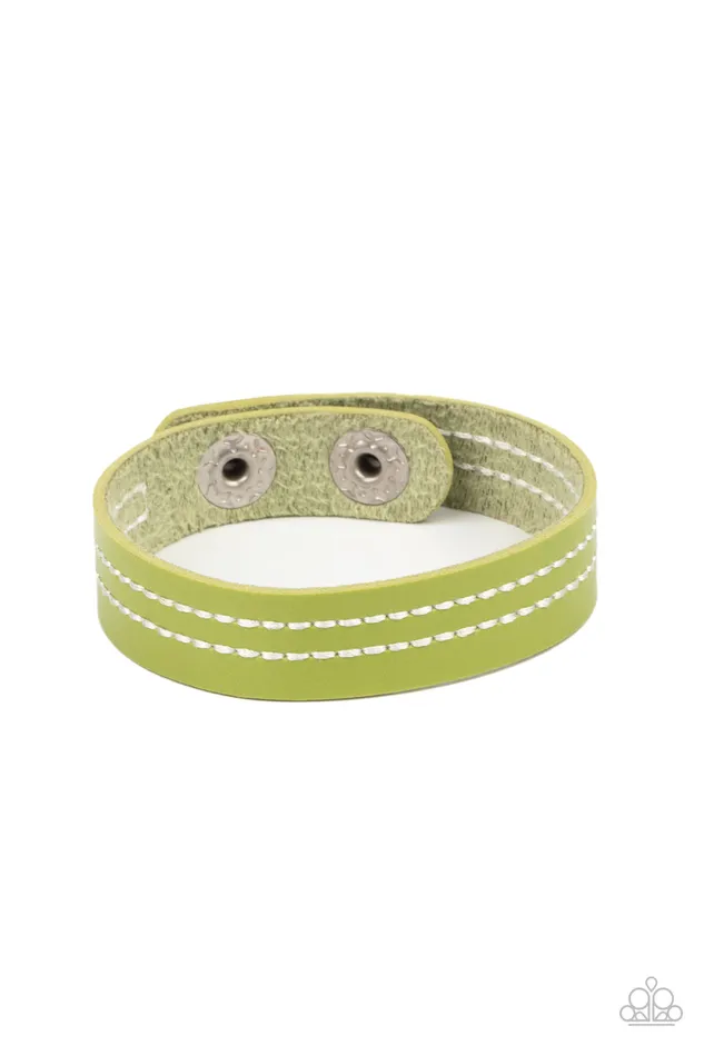 Paparazzi Accessories Bracelets Life is WANDERful Green Leather White Stitching Wrap Bracelet Paparazzi Paparazzi Accessories Bracelets Life is WANDERful Green Leather White Stitching Wrap Bracelet Paparazzi