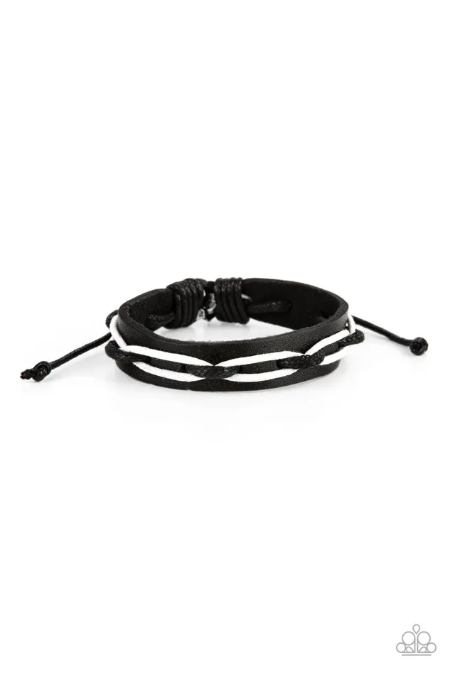 Paparazzi Accessories Bracelets Lucky Locomotion Black and White Urban Slide Bracelet Paparazzi Paparazzi Accessories Bracelets Lucky Locomotion Black and White Urban Slide Bracelet Paparazzi