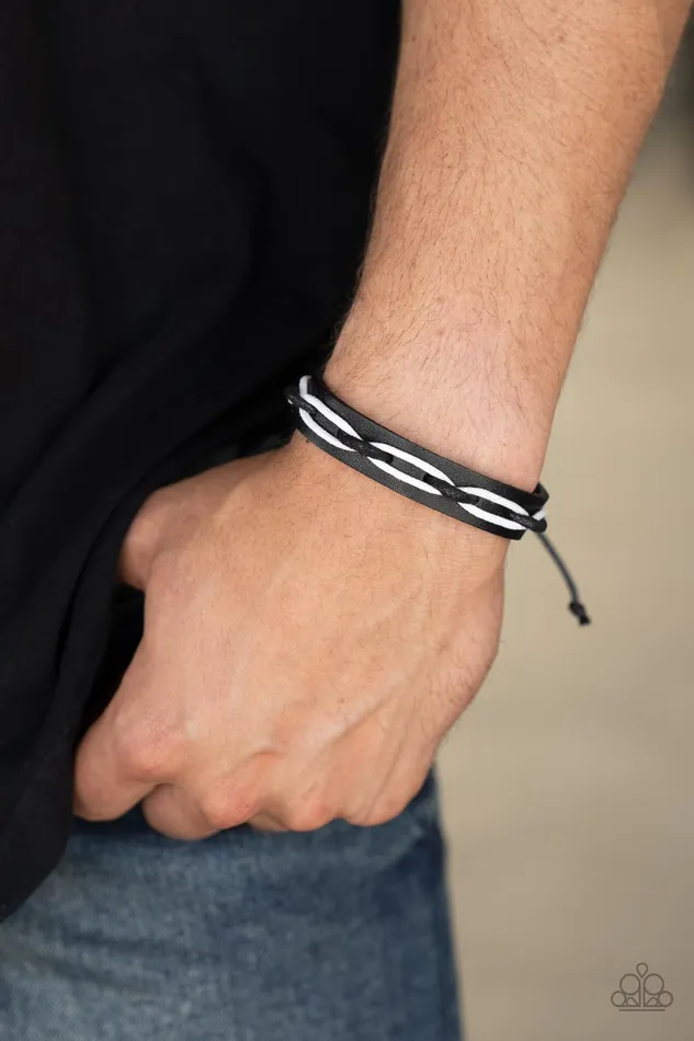 Paparazzi Accessories Bracelets Lucky Locomotion Black and White Urban Slide Bracelet Paparazzi