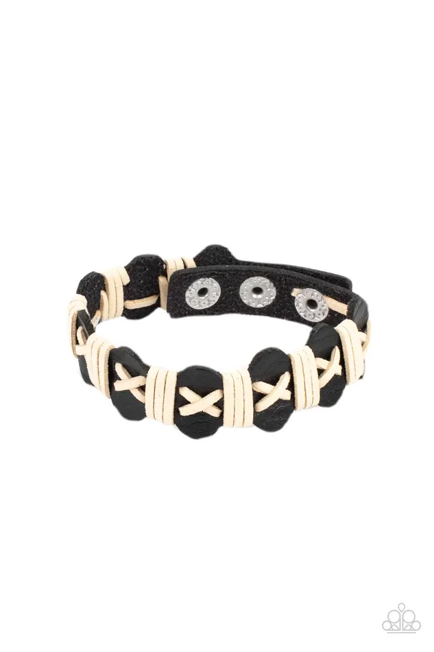 Paparazzi Accessories Bracelets Macho Maverick Black and White Suede Leather Urban Wrap Bracelet Paparazzi Paparazzi Accessories Bracelets Macho Maverick Black and White Suede Leather Urban Wrap Bracelet Paparazzi