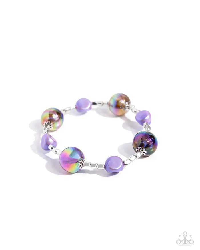 Paparazzi Accessories Bracelets Malibu Model Purple Oil Spill Bead Silver Stretchy Bracelet Paparazzi Paparazzi Accessories Bracelets Malibu Model Purple Oil Spill Bead Silver Stretchy Bracelet Paparazzi