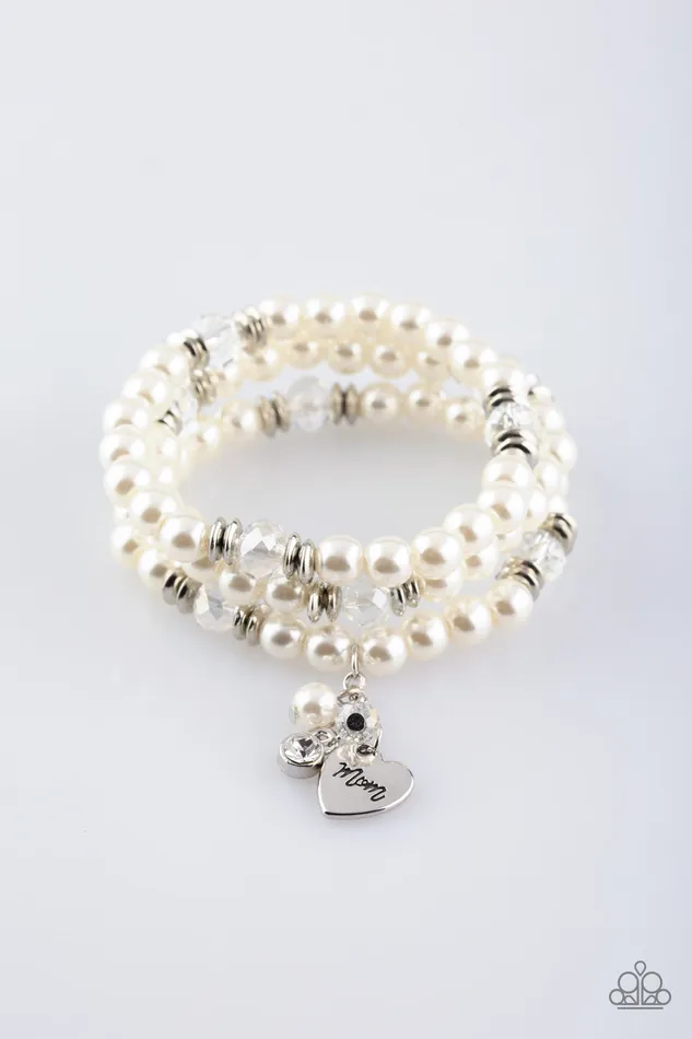 Paparazzi Accessories Bracelets Mom Wow Paparazzi White Pearl Silver Heart Stamped Stretchy Bracelet Paparazzi Accessories Bracelets Mom Wow Paparazzi White Pearl Silver Heart Stamped Stretchy Bracelet